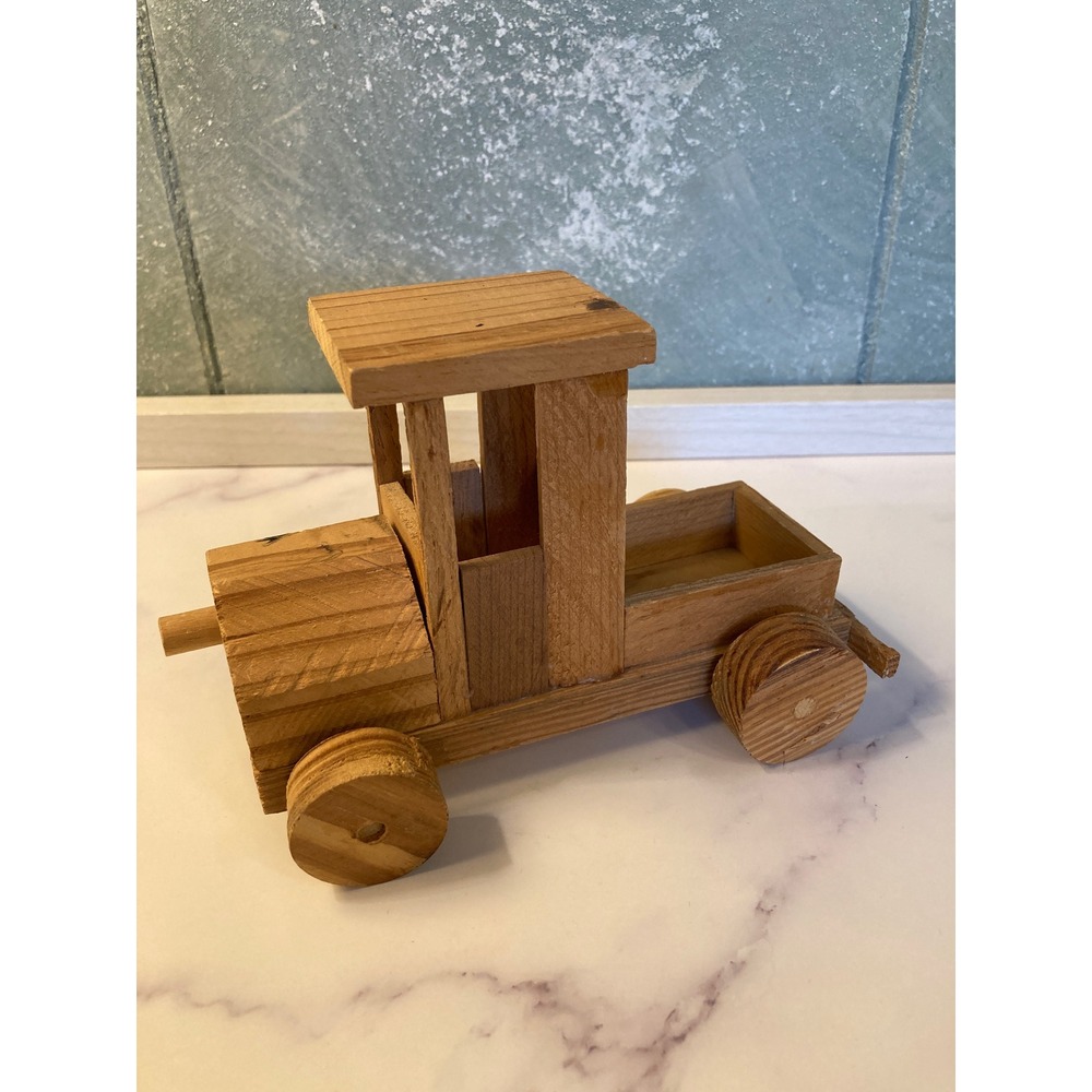 Handmade Wooden Toy Truck Natural Pine Folk Art Rustic Collectible Decor 7 Inch